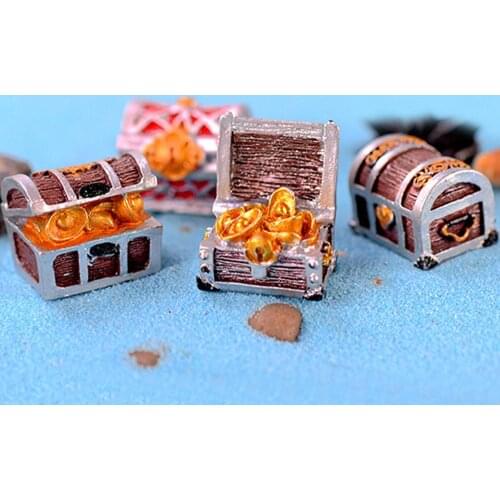 Antique Treasure Box Landscape Scene Fish Tank Coins Case Seabed Aquarium Supplies Figurines Resin Craft Gift Fish Tank Ornament