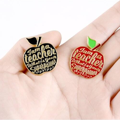 Apple Teacher Enamel Pin Custom Teacher Super Power Brooches for Shirt Lapel Bag Badge Enlightenment Jewelry Gifts for Teacher
