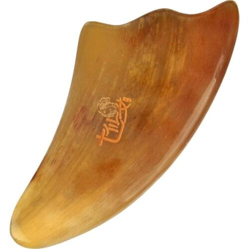 Large natural horns face scraping massage board neck back stovepipe meridian point massage plate
