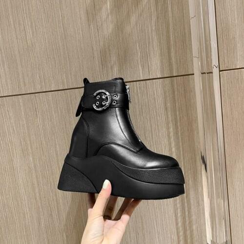 New Winter shoes natural Genuine leather boots women bottom of the thick Warm fur Female boots 100% cowhide Chelsea snow boots