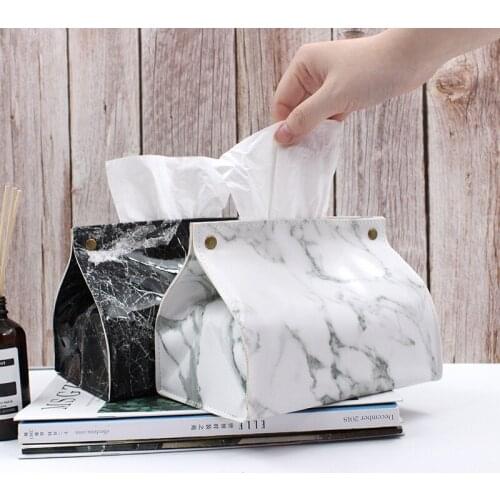 Towel Napkin Papers Case Tissue Box Container Nordic Style Marble Pattern Dispenser Holder for Home Car Table Decoration