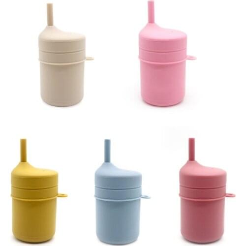 Baby Feeding Straw Bottle Toddler DrinkwareLearning Drinking Silicone Sippy Cup D08C