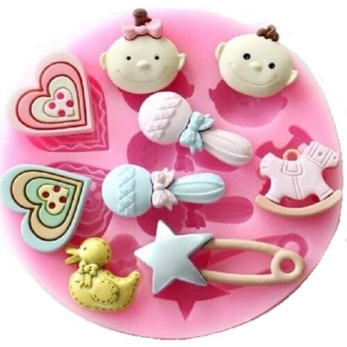 Baby Shower Sugarcraft Silicone Cake Fondant Mold Chocolate DIY Mould Cake Decorating Mold Resin Clay Cupcake Pastry Mold