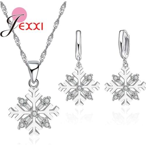 Drop Shipping Women CZ Zircon Pendant Necklace Earrings Jewelry Sets For Valentines Day 925 Silver Bridal Wedding Sets