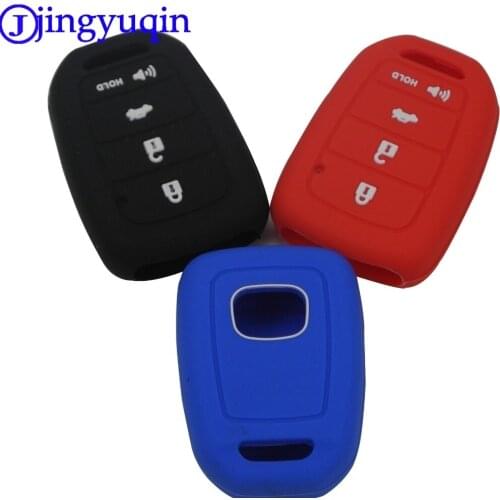 Jingyuqin 4 Buttons SILICONE CAR KEY FOB COVER CASE SHELL FOR HONDA ACCORD CIVIC CRV JAZZ HR-V HRV Vezel 2015 2016 REMOTE