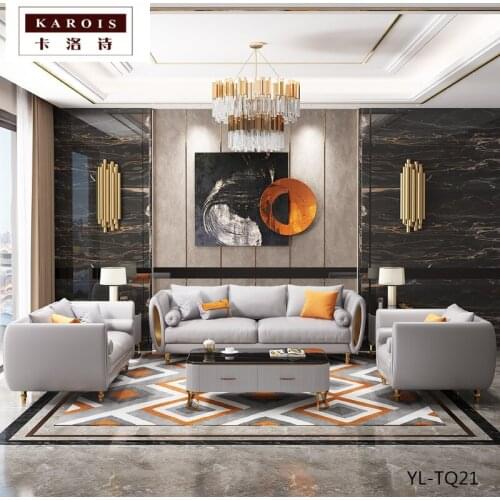 KAROIS TQ21 Postmodern Light Luxury High-quality Leather Sofa Combined Living Room Simple Hong Kong Style Sofa Furniture