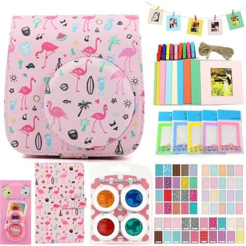 Fujifilm Instax Mini 9 8 8+ Camera Accessories Bundle Kit Shoulder Strap Bag Case Photo Album Film Frame Filters Selfie Lens Set