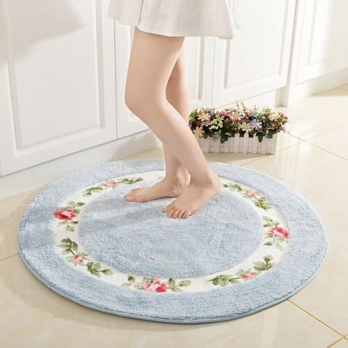 Round Foot Pad Solid With Pattern Water Absorption Thicken Non-slip Colorfast Bedroom Living Room Coffee Table Modern Simple Rug