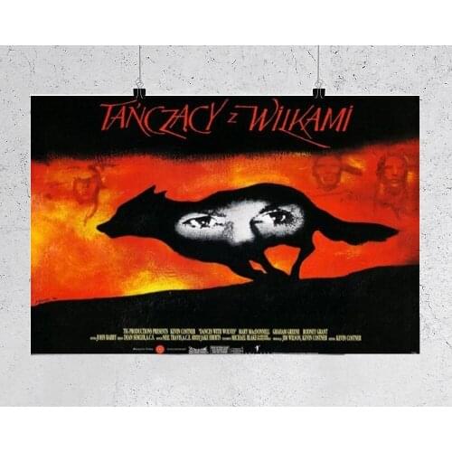 L164 DANCES WITH WOLVES Movie Kevin Costner Czech Polish Classic Silk Fabric Poster Art Decor Indoor Painting Gift