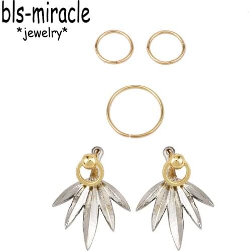 Bls-miracle 5pieces Fashion Street Style New Womens Personality Back Insert Geometric Stud Earrings Earrings Set Girls Gifts