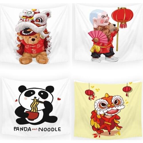 Chinese style lion animal wall hanging tapestry aesthetic room decor aesthetic wall hanging tapestry tapestry wall hanging india