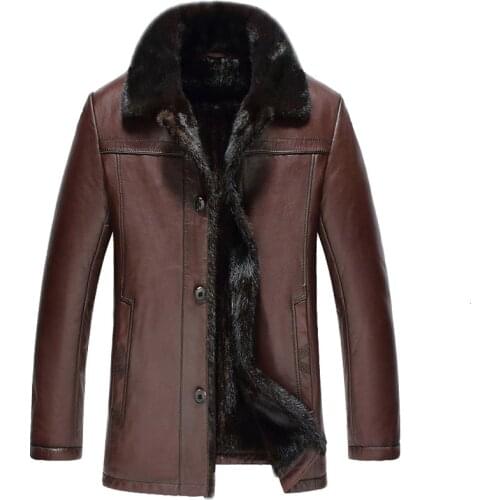 Genuine Leather Jacket Natural Mink Fur Coat Winter Jacket Men Real Goatskin Coats Luxury Mens Jackets Chaqueta Hombre MY1717