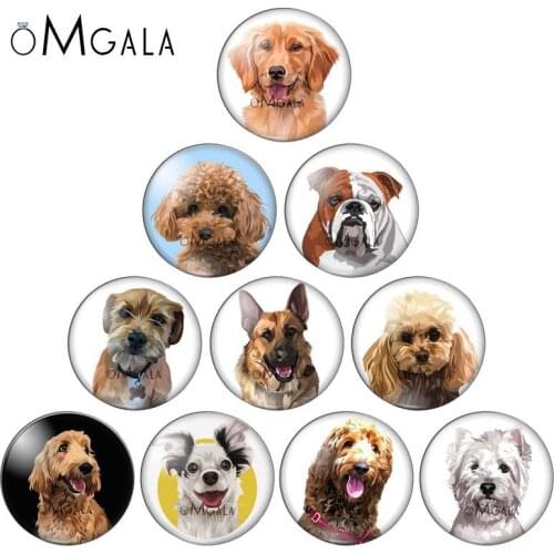 New Dog Love pet King Charles Spaniel dogs 10pcs 12mm/18mm/20mm/25mm Round photo glass cabochon demo flat back Making findings