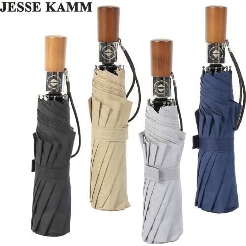 New Arrive Fully Automatic Rain Umbrellas For Women Men Strong Windproof Fiberglass 10 Spokes Large Size 1-2 People 190T Pongee