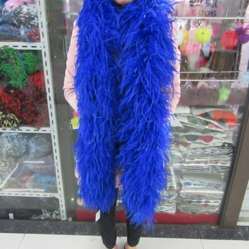 Wholesale 6ply Royal Blue Ostrich Feather Boa Feathers For Crafts Plumas De Faisan Christmas Home Party Celebration Plumas