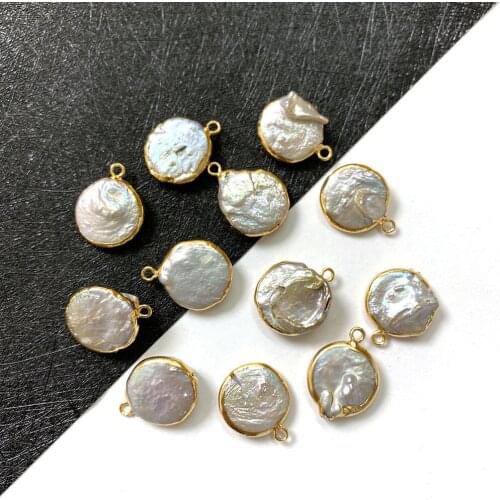 Natural Freshwater Pearl Oblate Shape Pendant for DIY Fashion Jewelry Making Necklace and Bracelet Accessories Size 16x20mm