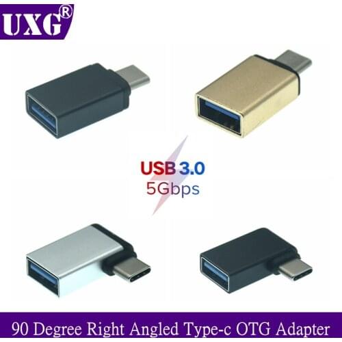 Right Angled 90 Degree USB 3.1 type c USB-C Type-C male to USB 3.0 & USB 2.0 A Female OTG Adapter connector converter for Laptop