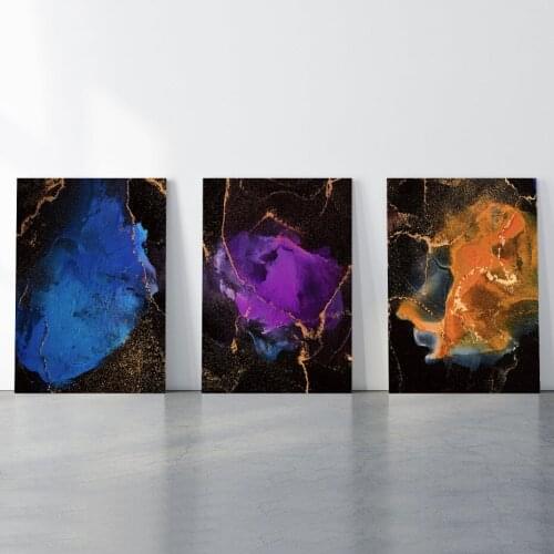 Transparent Waves and Golden Swirls Canvas Wall Art Prints Canvas Paintings Wall Pictures and Posters for Bedroom Home Decor