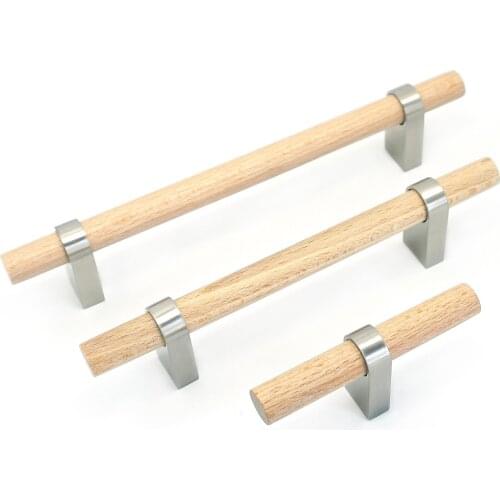 MFYS 3.78" 5'' Black Cabinet Pulls Handles Wooden Dresser Wardrobe Knobs Brushed Nickel Solid Wood T Bar Knob Furniture Hardware