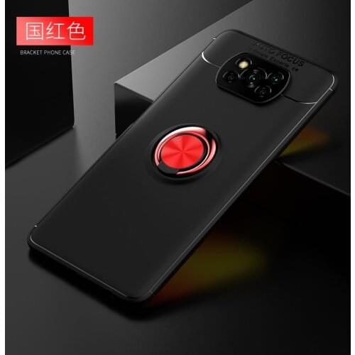 For Xiaomi Pocophone Poco X3 NFC Silicone Magnetic Car Ring Holder Phone Cases for Poco X3 Pro Back Cover Coque