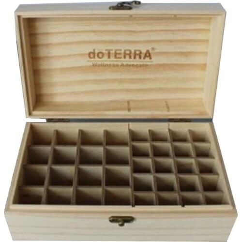 Modern Design 36 Slots Wooden Essential Oils Box Solid Wood Case Holder Aromatherapy Bottles Storage Organizer