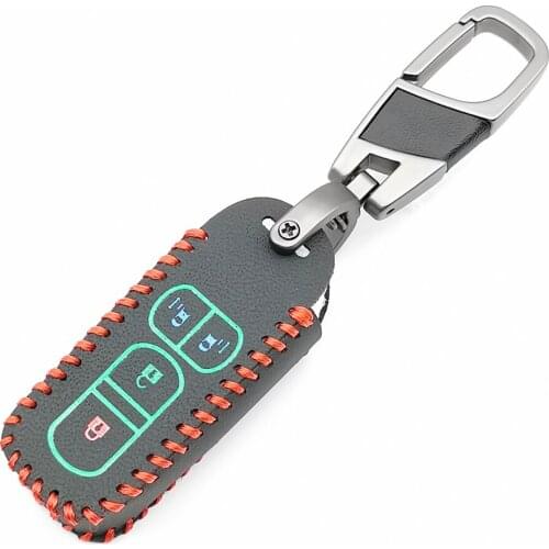 Luminous key leather cover For Honda n-a N-BOX wagon N Plus 2018 4 buttons motorcycle smart keychain fob protect shield case