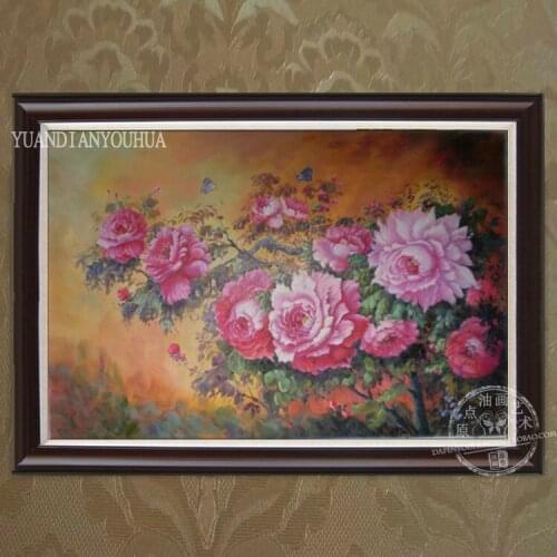 Traditional Pink Rose Flowers Oil Painting Color Handmade Work Modern Wall Art Oil Painting On Canvas Living Room Wall art