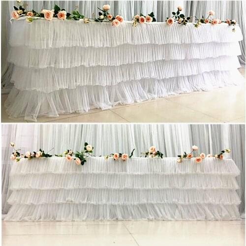 Hawaiian Table Skirt 4-layer Flower Table Skirt Beach Wedding Party Banquet Garden Decoration Tutu Table Cover Tablecloth