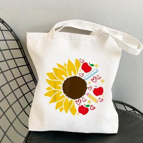 Supplies Teacher Sunflower Printed Tote Bag women Harajuku shopper Funny handbag Shoulder girl shopping bag Lady gift Canvas Bag