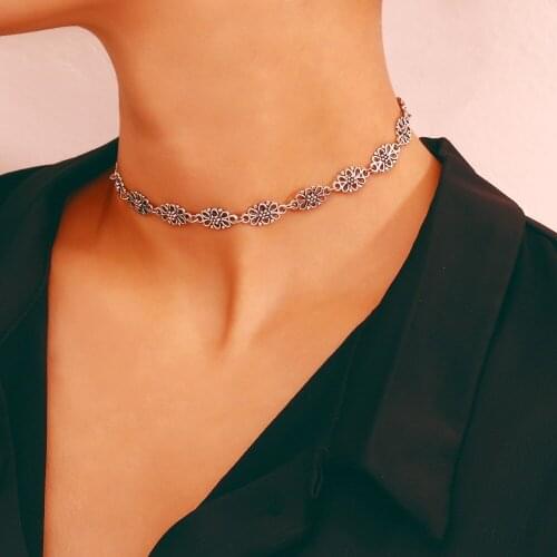 2021 new Vintage Silver Color Choker Necklace Women Hand Moon OM Yoga Multi Layers Metal Chain Ethnic Alloy Jewelry Party Gift