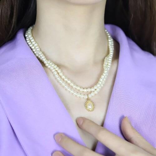 Vintage Baroque Elegant White Imitation Pearl Choker Necklace Big Round Pearl Wedding Necklace for Women Charm Fashion Jewelry