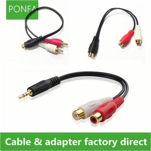 Gold RCA Video/Audio Splitter Cable Rca Male & Female jack to 2 RCA Male & Female jack adapter 0.25m