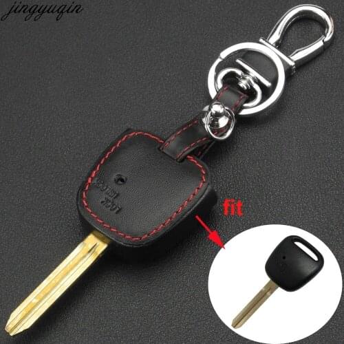 1 Side Button Replacement Fob Remote Leather Key Shell Case Cover Blade For TOYOTA Carina Estima Harrier Previa Corolla Celica