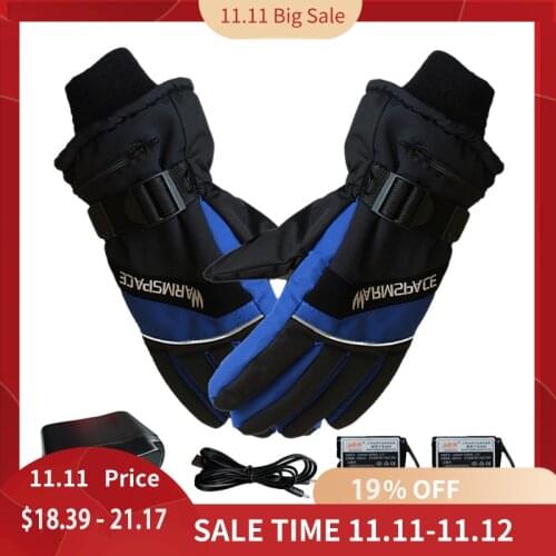 1 Pair Winter USB Hand Warmer Electric Thermal Gloves Waterproof Heated Gloves Battery Powered For Motorcycle Ski High Grade