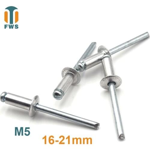 10 PCS M5 16-21mm DIN EN ISO 15977 GB /T 12618.1 Aluminum Open End Blind Rivets Pop Rivets With Protruding Head For Furniture