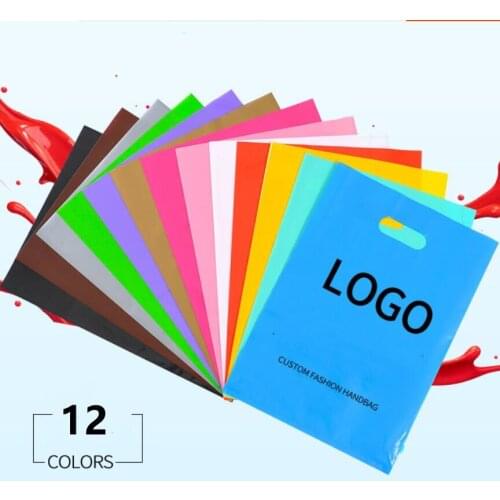Customize Logo Plastic Bag Clothes Shopping Bag With Handle Gift Packing Bags Print One Color Logo Include Design Custom Fee