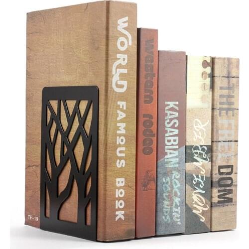 4pcs Bookends Stylish Metal Book Shelf Holder Book Ends Anti-slip Book Stoppers for Home School Office Shelves Decoration