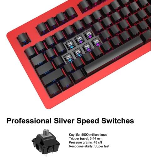 Ajazz Ak60 110 Keys With 6 Multimedia Keys Aluminum Panel RGB Mechanical Gaming Keyboard Silver Speed Switches for Laptop/Tablet