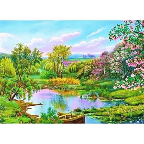 DIY 5D Diamond Painting Landscape River Square/Round Diamond DIY Rhinestone Embroidery Home Decoration Painting Cross Stitch Kit