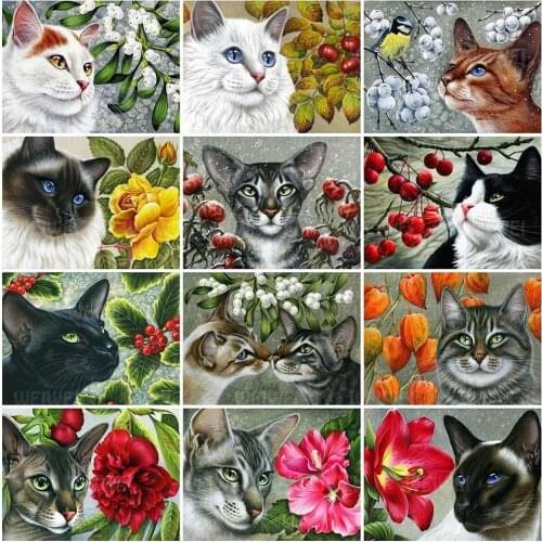Animals Cat Dog Diamond Painting for Adults DIY 5D Flowers Diamond Embroidery Cross Stitch Full Square Round Drill Handicraft