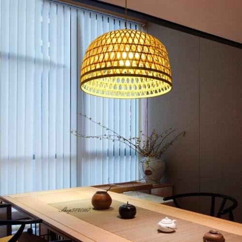 Southeast Asia Bamboo Light Fixture Hand-woven Pendant Lights for Dining Room Restaurant Hanglamp Decor Kitchen Lights Luminaire