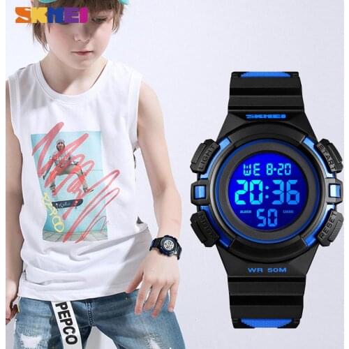 SKMEI Sport Kids Watches Waterproof PU Leather Colorful Display Children Wristwatch 12/24 Hour Boy Clock relogio infantil 1559