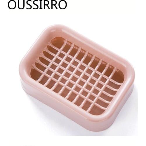 Home Cute Double Layer Soap Box Simple For Bath Lovely Plastic Hollow Design Sink Drain Soap Dish Essential Bathroom Supplies