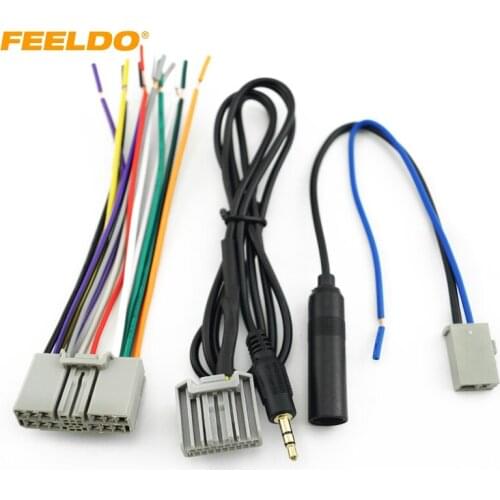 FEELDO 1Set Car Head Unit Harness/AUX/Antenna Adapter For Honda Accord/CRV/Civic/Fit/Odyssey Factory OEM Radio #CT3191