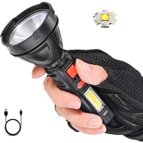 XANES 2000lm Flashlight COB Sidelight USB Rechargeable Portable LED Torch Powerful Spotlight Camping Lantern Searching Lamp