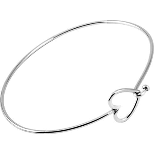 IJB0316 Free Shipping 100pcs/lot Stainless Steel Adjustable Bangles Love Heart Wire Bangle Cuff Bracelet For Women