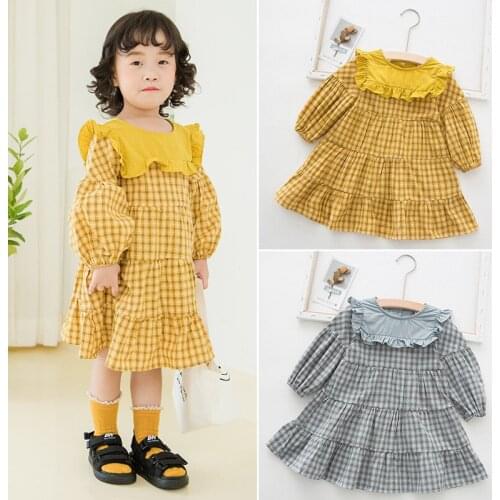 Baby Girl Plaid Dress 2019 Autumn New Kids Dresses for Girls Toddler Girl Ruffle Casual Dress Toddler Party Clothing Girls Dress