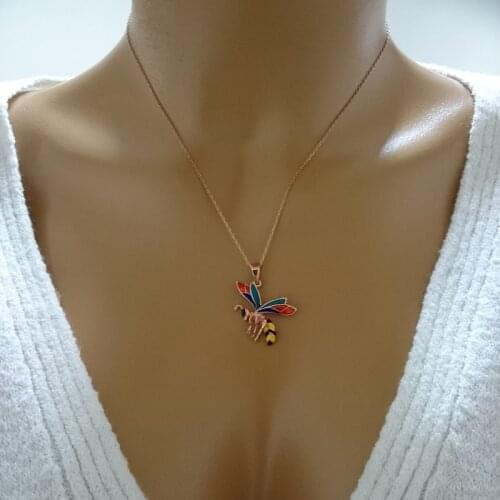 Colorful Bee Necklace 925 Sterling Silver