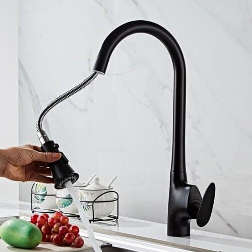 Kitchen Faucets Black Single Handle Pull Out Kitchen Tap Hot and Cold Sink Faucet Swivel 360 Degree Water Mixer Tap Mixer Tap