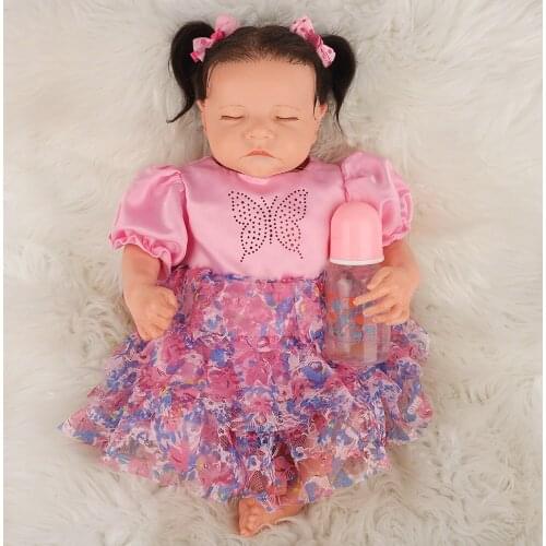 New doll reborn toddler girl red dress lifelike real soft touch full body silicone girl doll